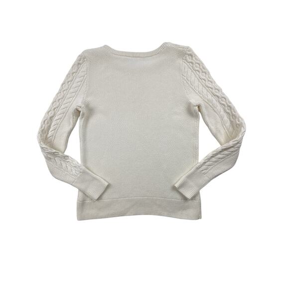 GAP Sweater Womens Cream Cable Knit Crew Neck Fishermans Chunky Preppy Medium - Picture 5 of 9
